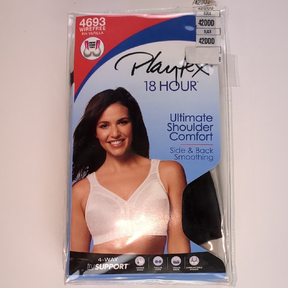 Playtex 18 Hour Black Bra - Ultimate Shoulder Comfort